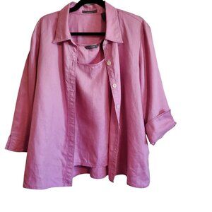 Liz Claiborne Two Piece Linen Jacket and Sleeveless Blouse XL
